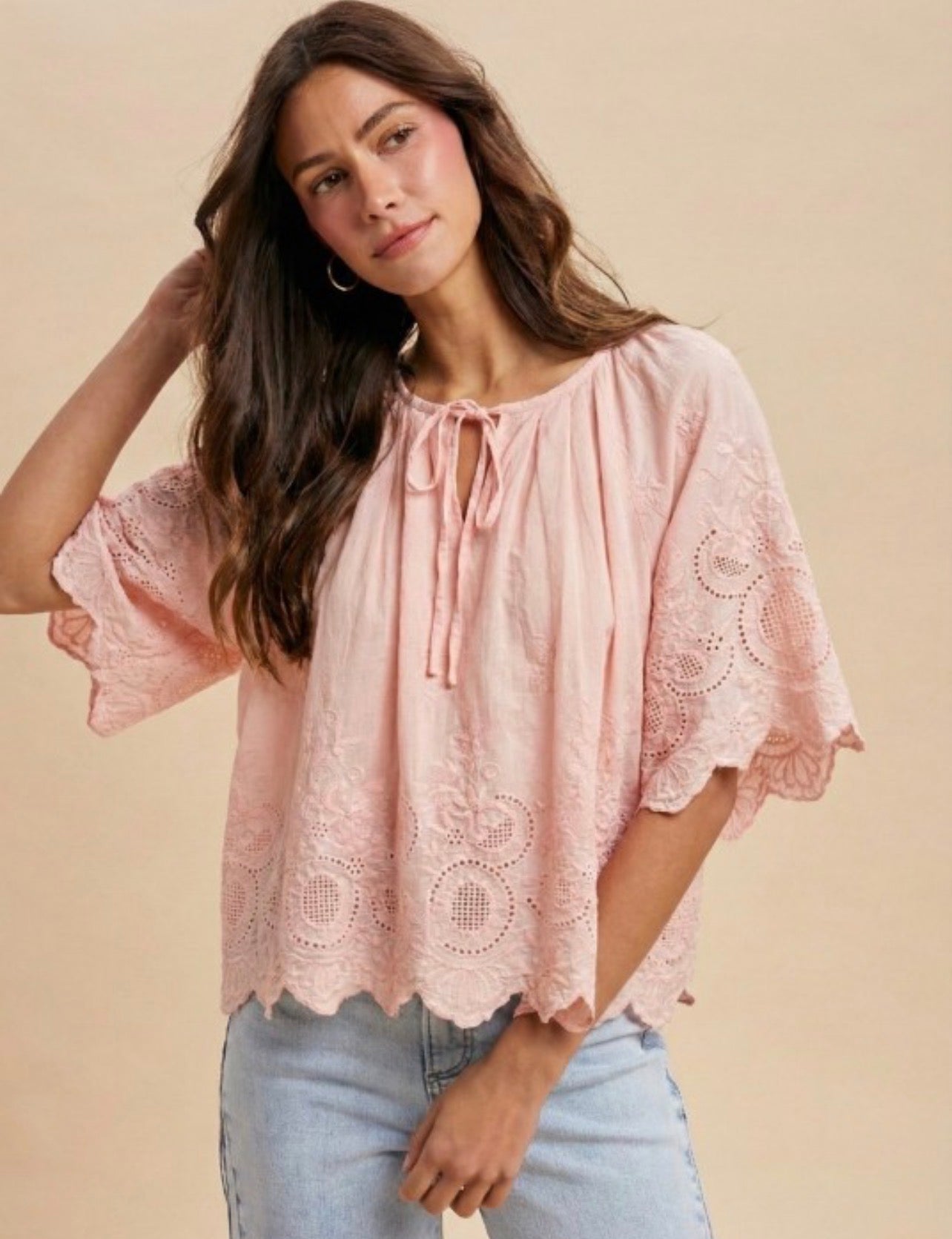 Blush Eyelet Top