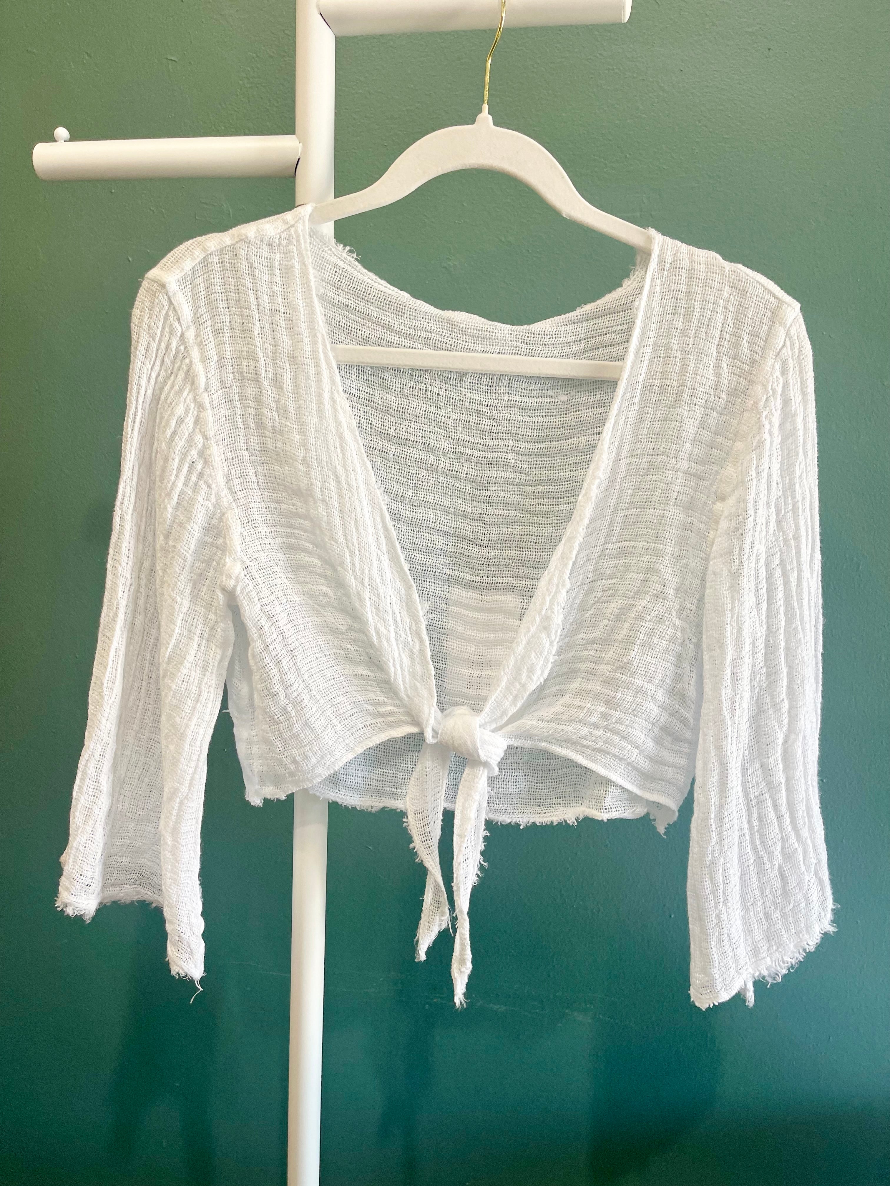 Linen Mesh Tie Top