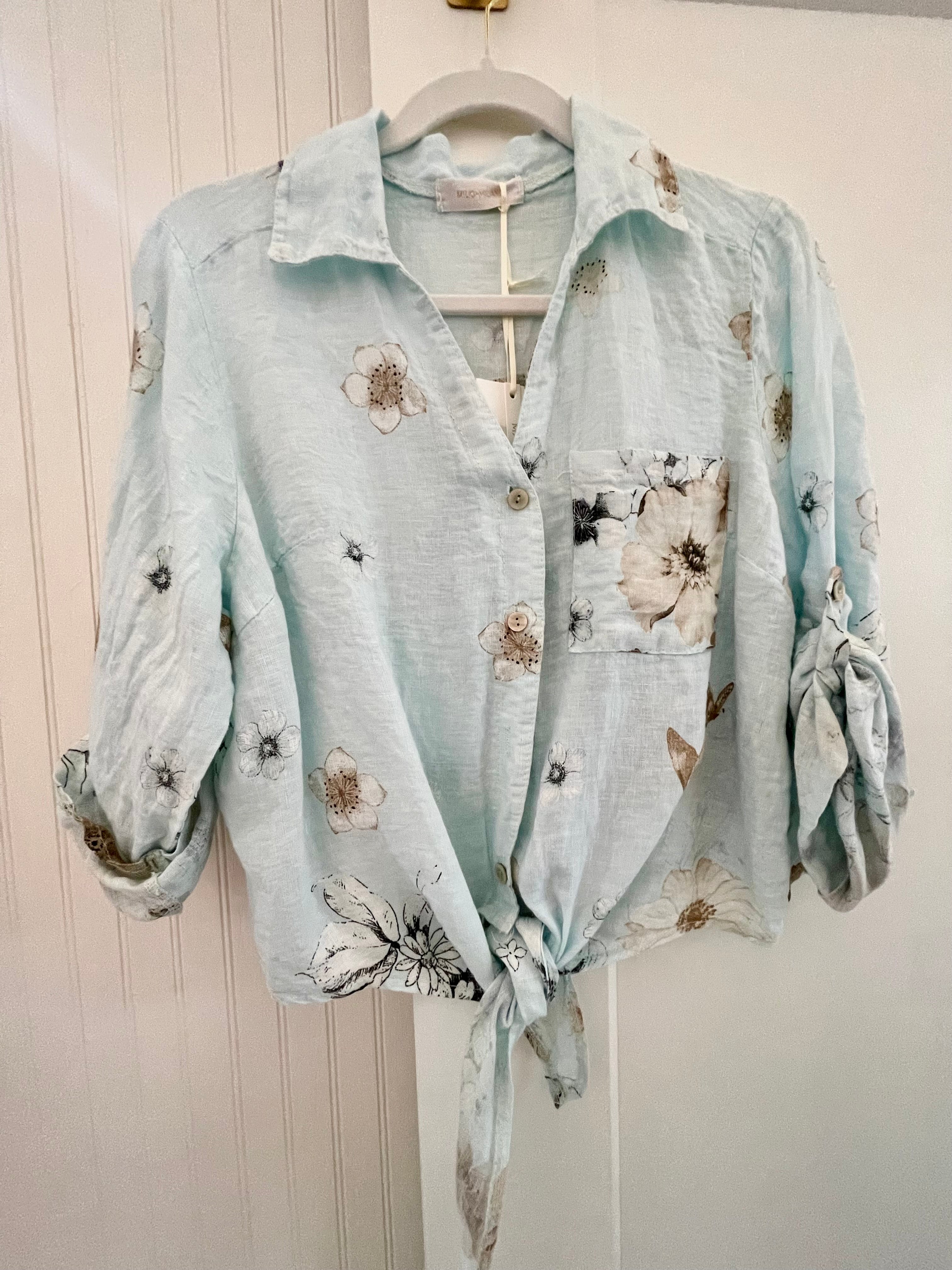Floral Print Linen Top