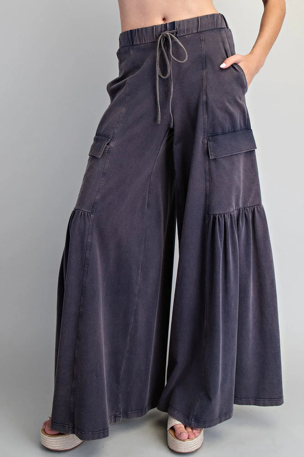 Mineral Wash Wide Leg Pants
