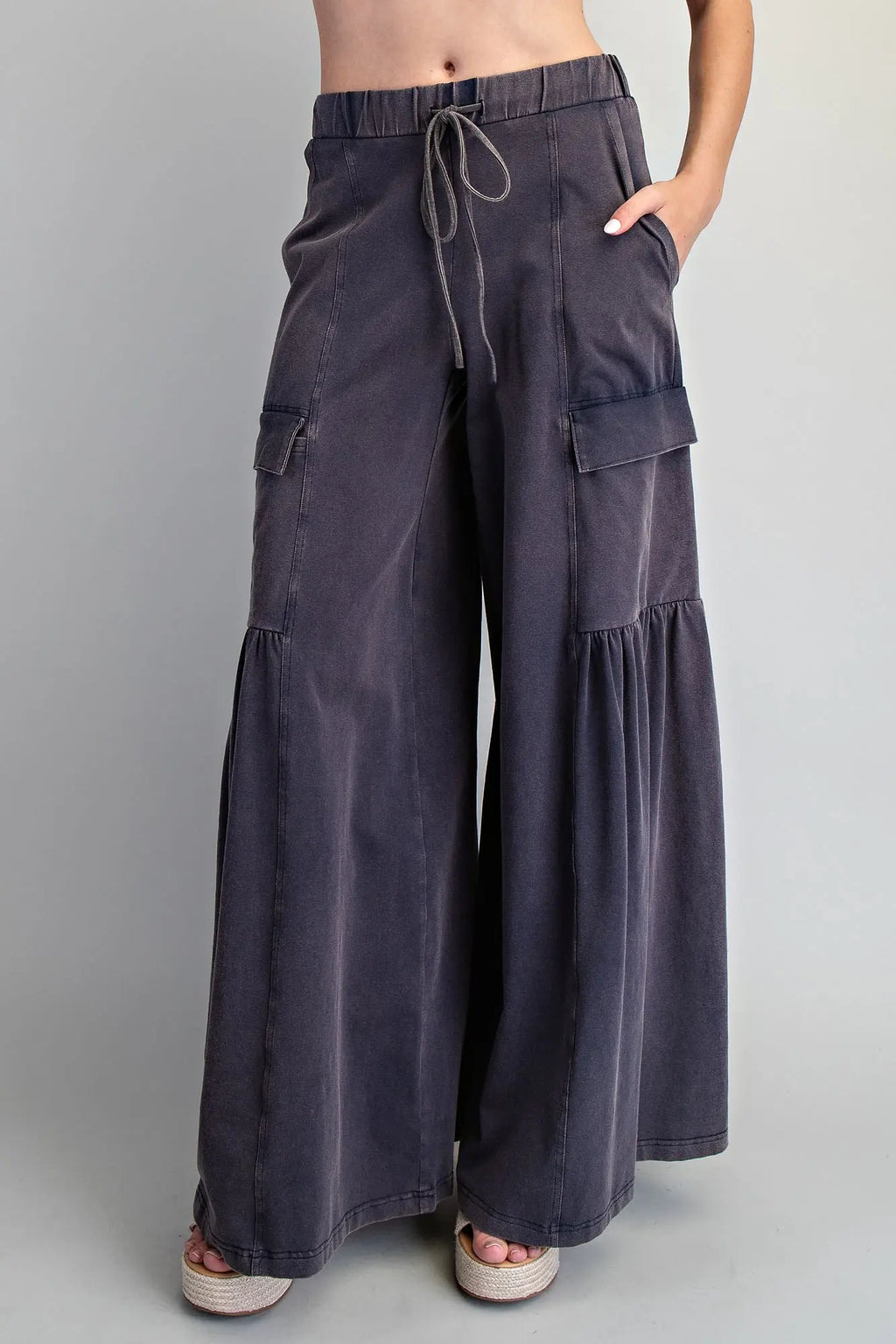 Mineral Wash Wide Leg Pants