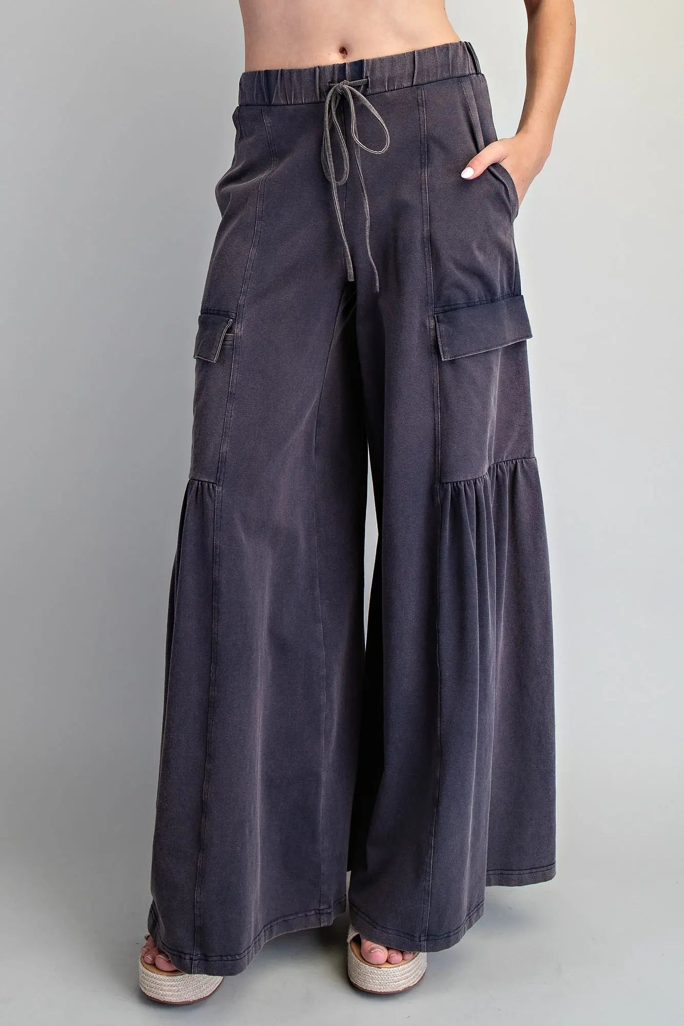 Mineral Wash Wide Leg Pants