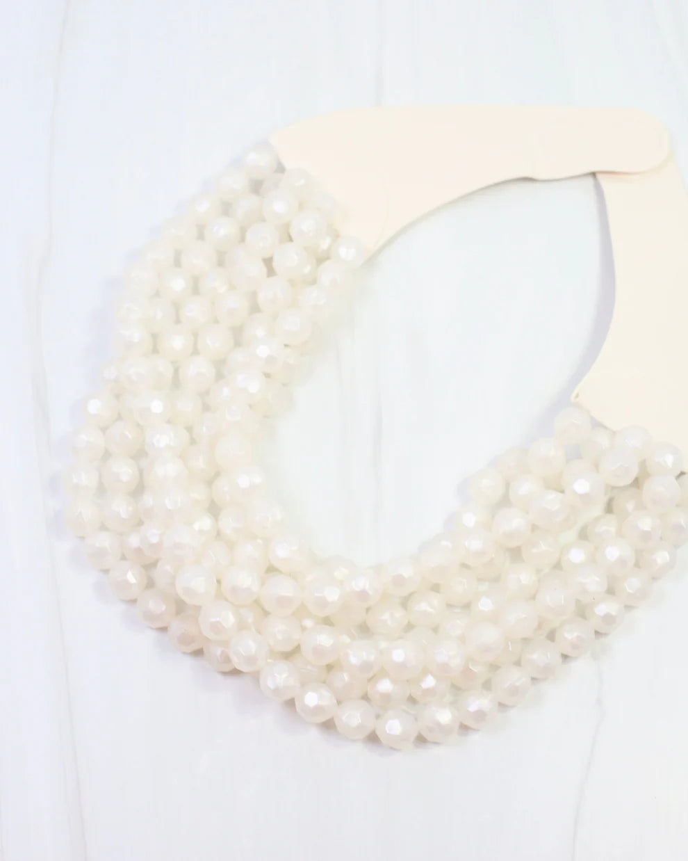 White Multi Layer Beaded Necklace
