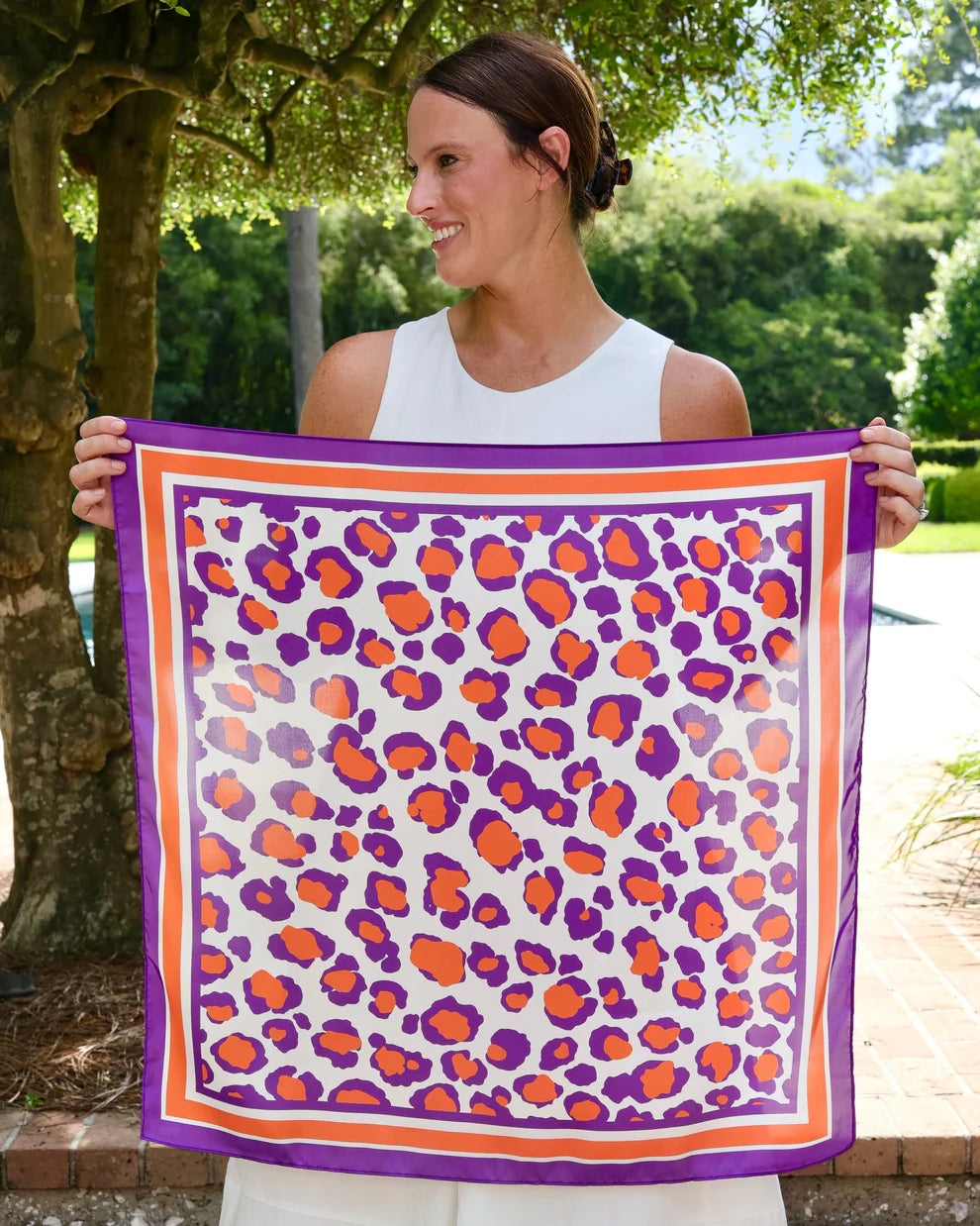 Leopard Scarf Orange & Purple