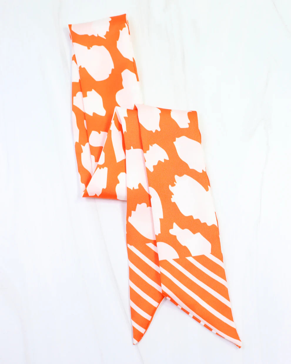 Skinny Scarf Orange and White Leopard