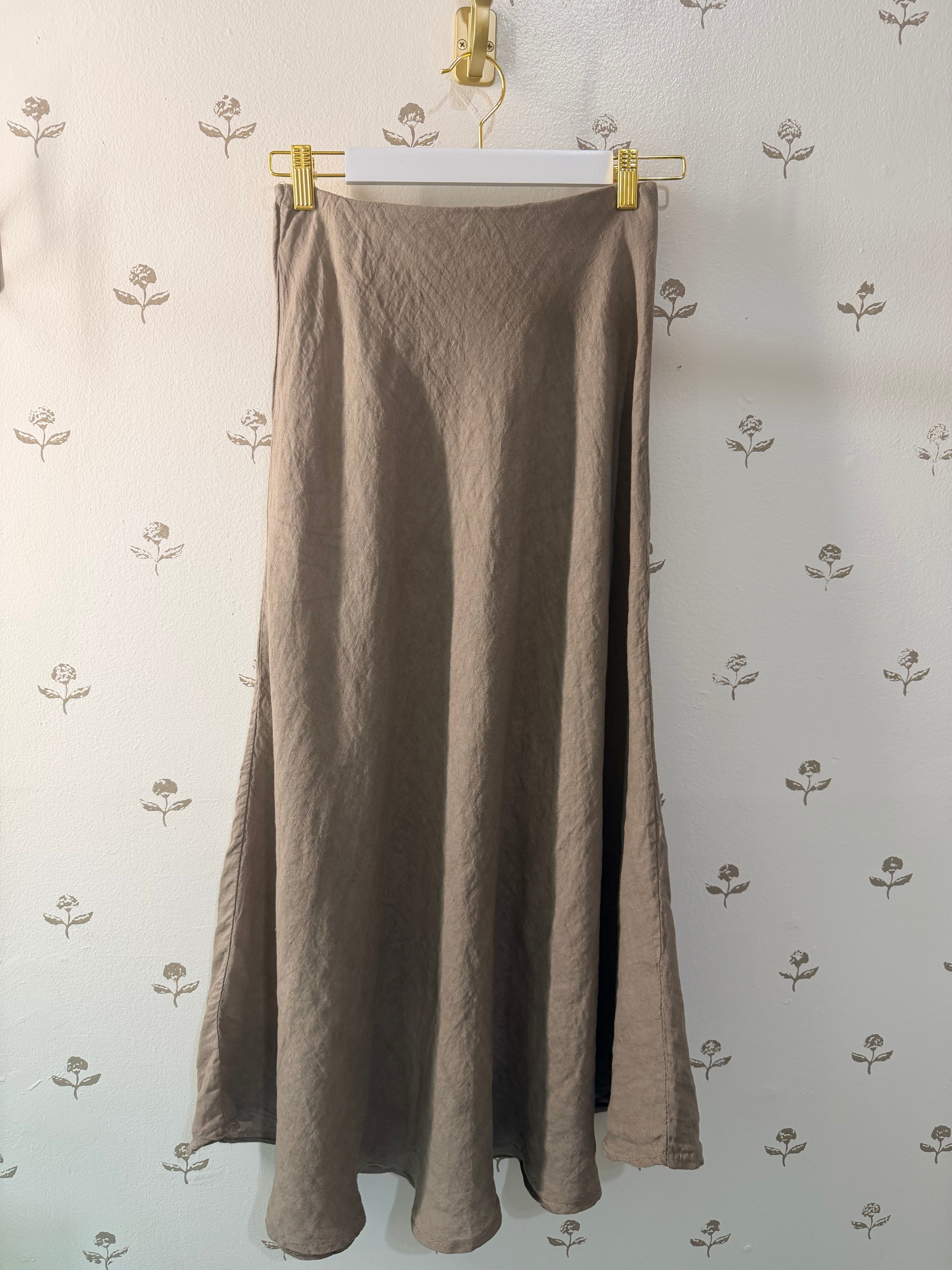 Crinkle Linen Midi Skirt