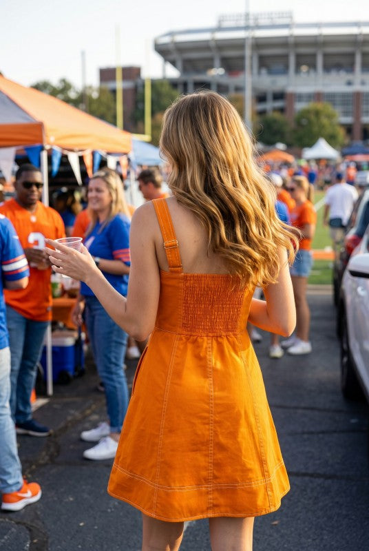 Orange A-line Mini dress