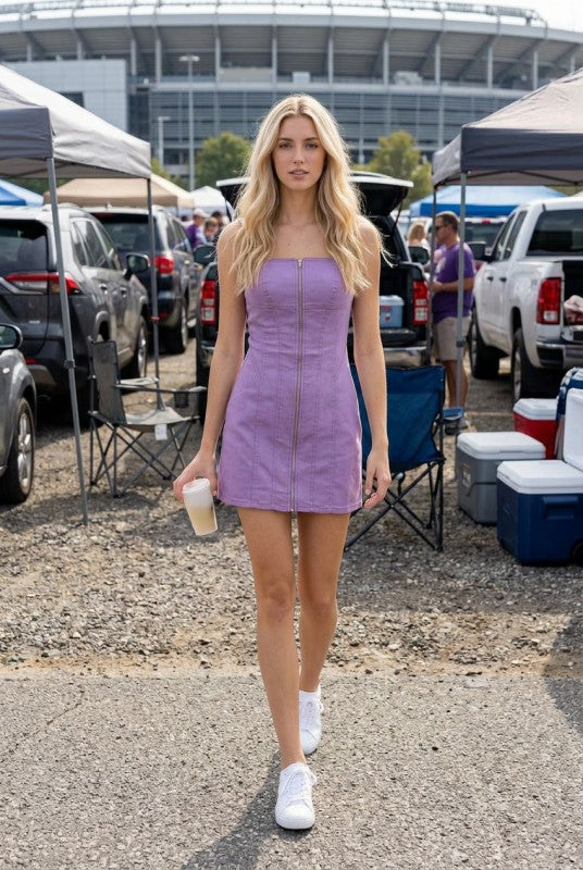 Faded Purple Front Zip Mini