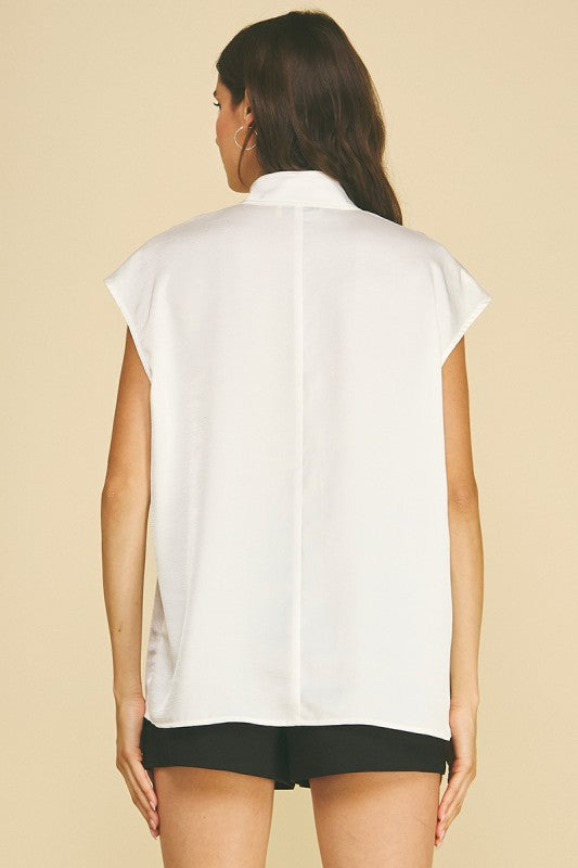 V-Neck Cap Sleeve Bouse