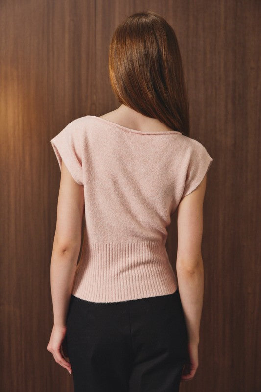 Boat Neck Pink Sweater