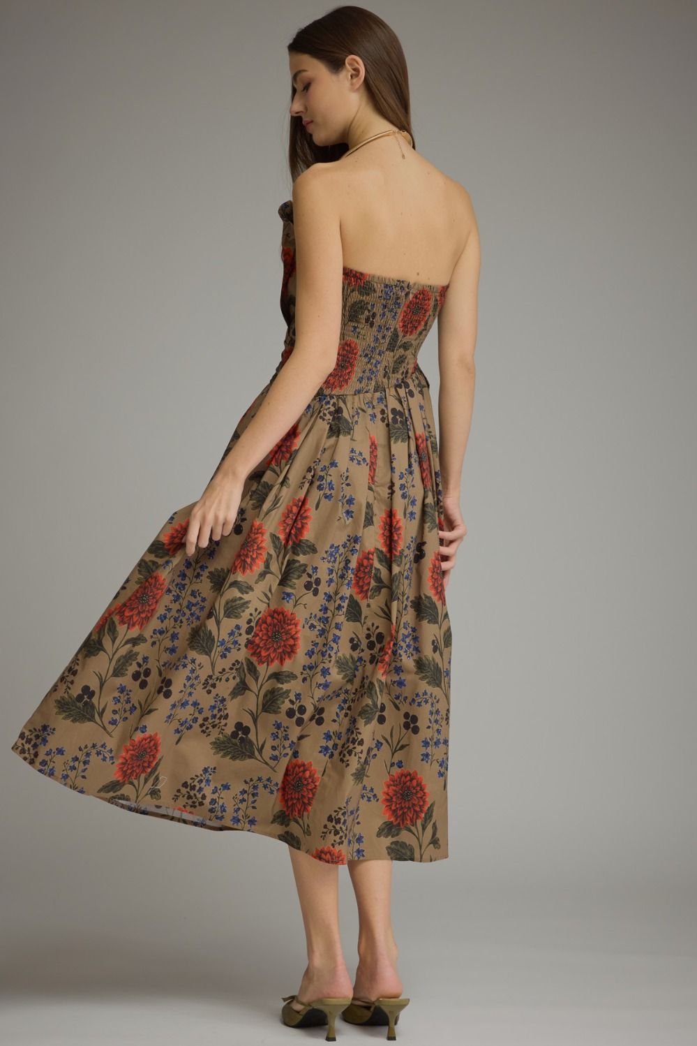 Mocha Floral Midi Dress