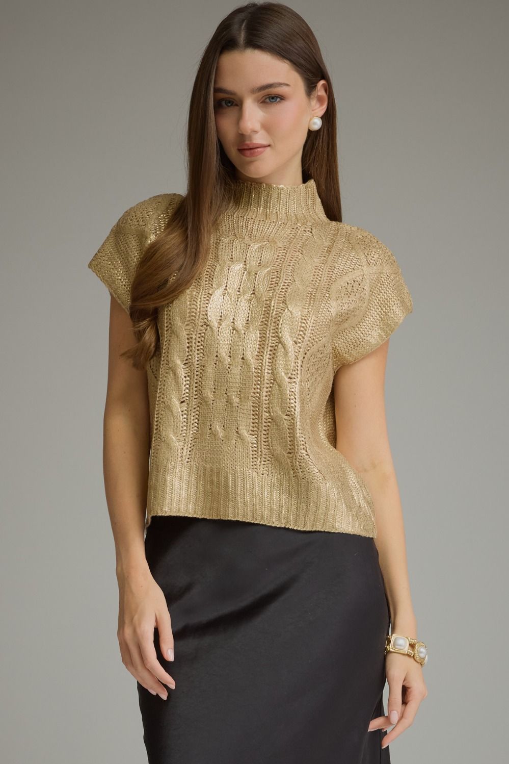 Gold Mock Neck Sweater