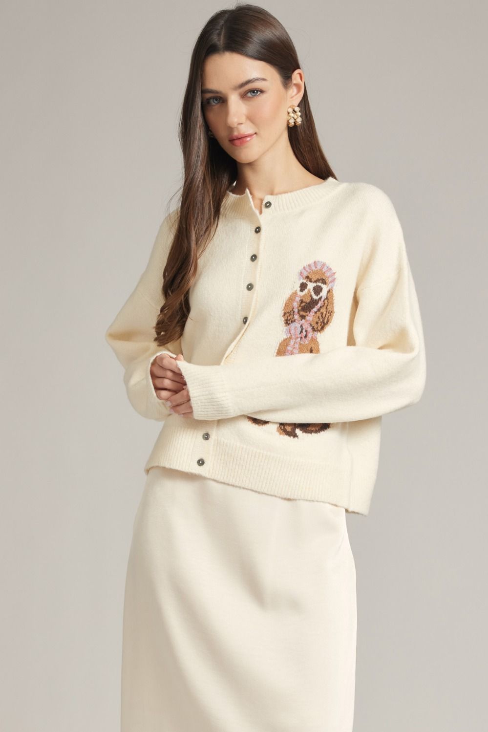 Cream Poodle Cardigan