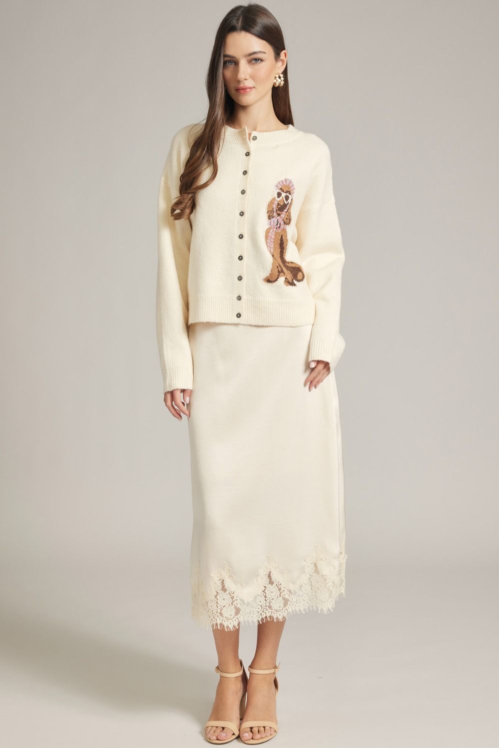 Cream Poodle Cardigan