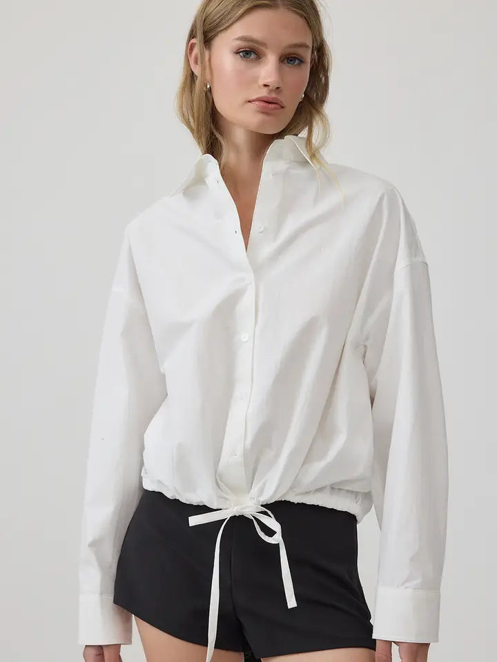 Drawstring Hem Button Down