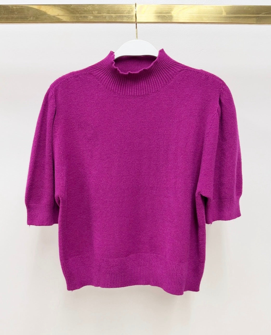 Puff Sleeve Fuchsia Sweater