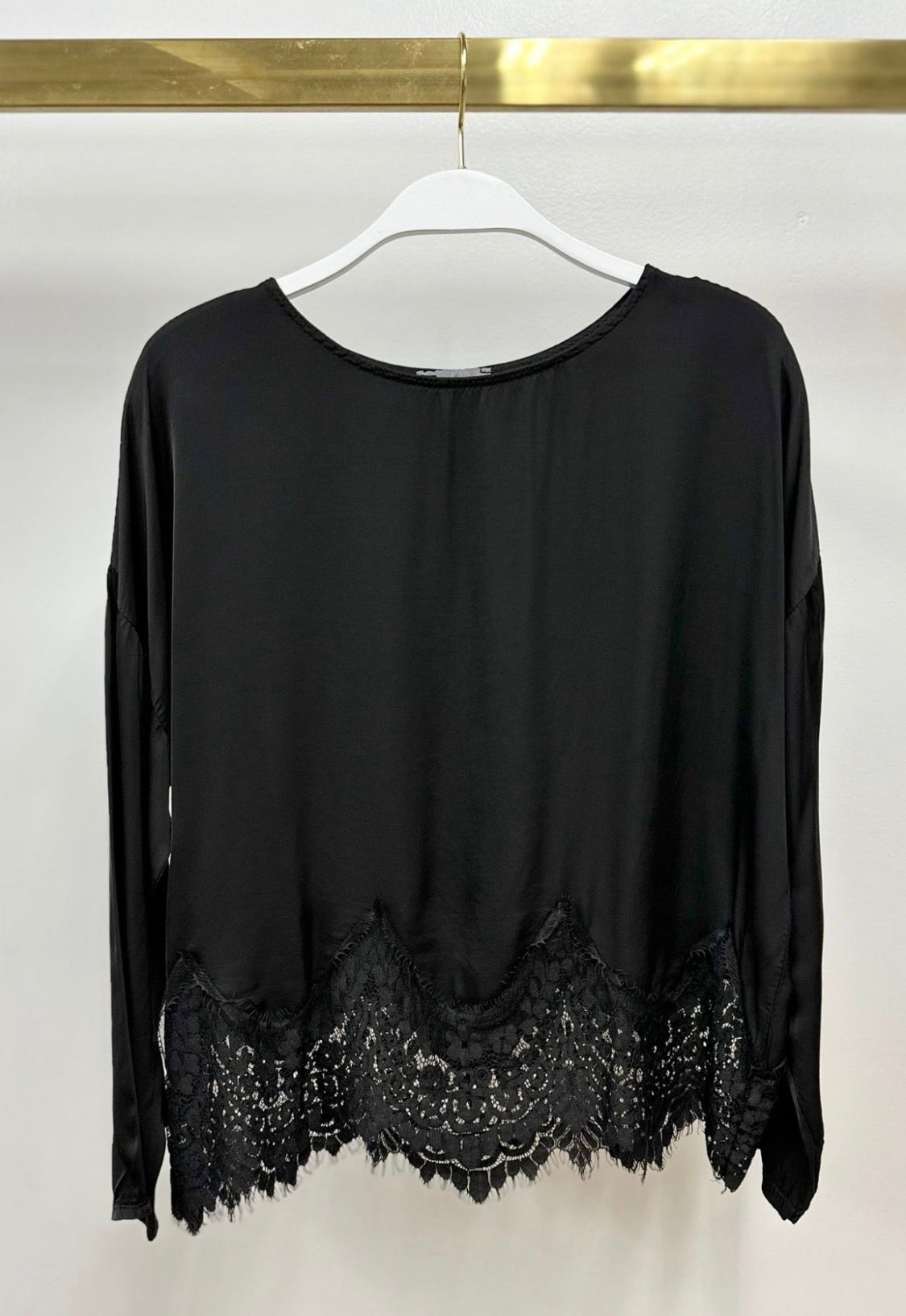 Long Sleeve Lace Hem Top