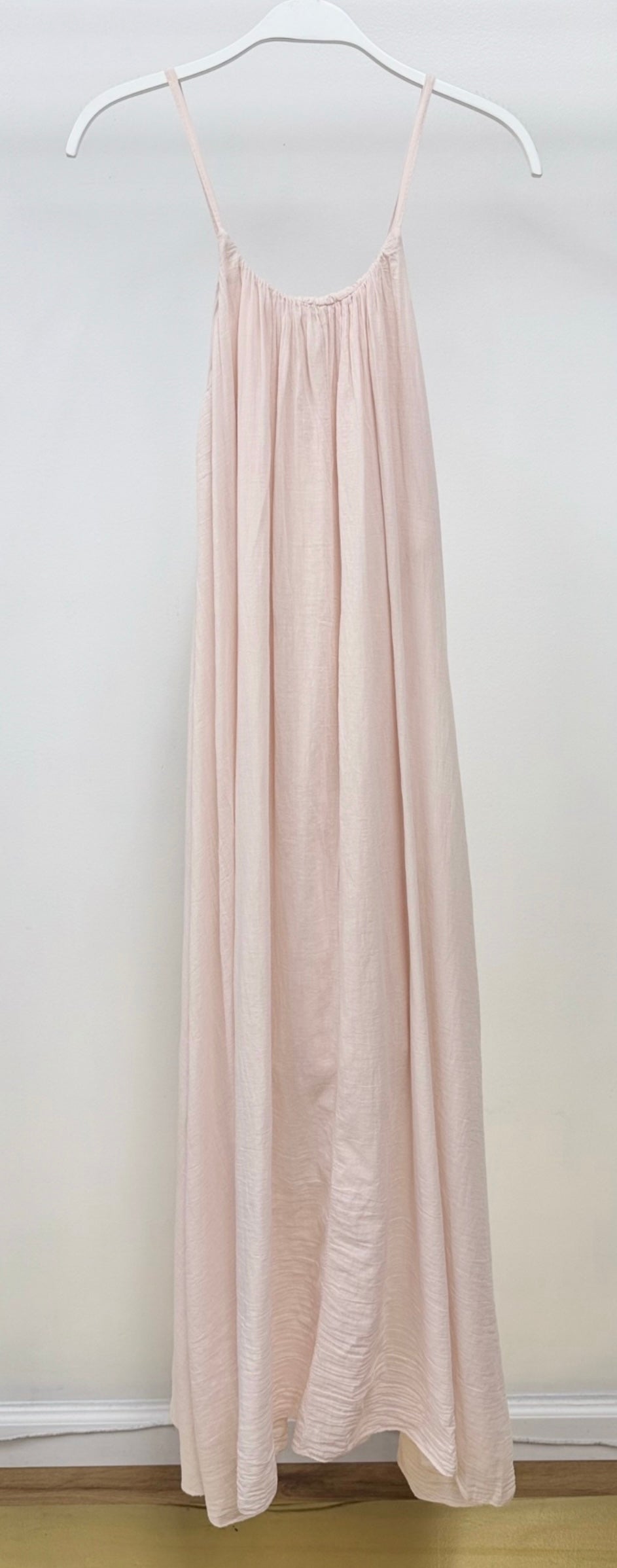 Baby Pink Textured Gauze Maxi Dress